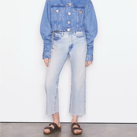 FRAME Denim - Frame After Jeans Women 26 Le Jane Crop Raw hem Luster Straight Leg wide Boho